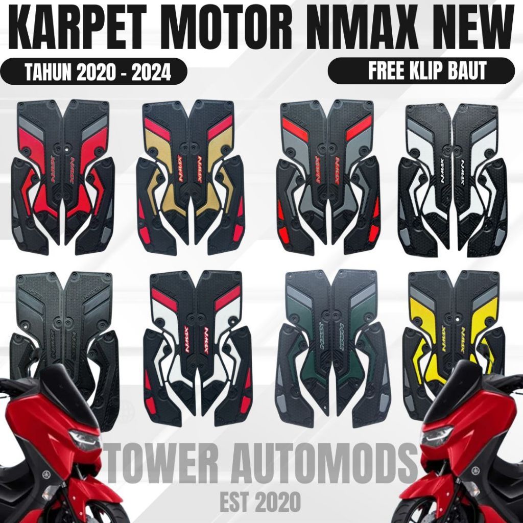 Karpet Nmax New 2021 - 2024 - Variasi Pijakan Kaki - Aksesoris Motor Yamaha Nmax Bahan Karet Premium