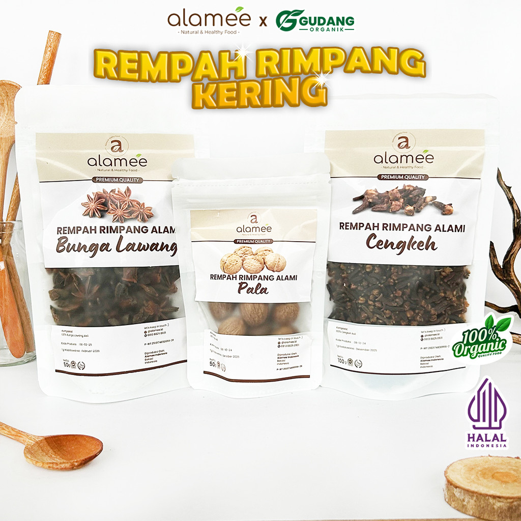 ALAMEE Bumbu Dapur Rempah Rimpang Temulawak Kayu Manis Jahe Kunyit Lada Hitam Kencur Ketumbar Kering