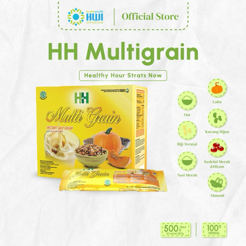 Sereal HH Multigrain HWI - Minuman Sereal untuk Kesehat dan Diet - 1 Bok isi 20 Saset