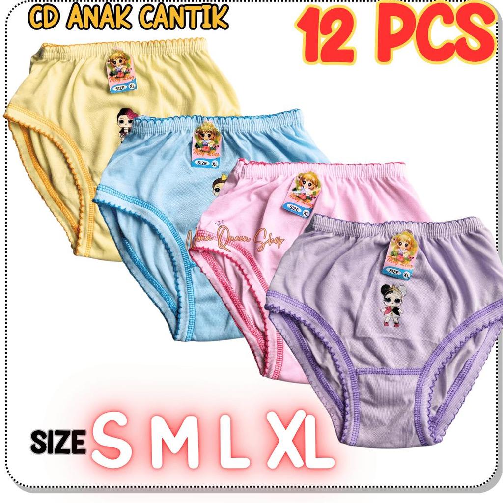 12 PCS CD ANAK CEWEK CELANA DALAM ANAK PERMPUAN CD ANAK POLOS CANTIK ADEM