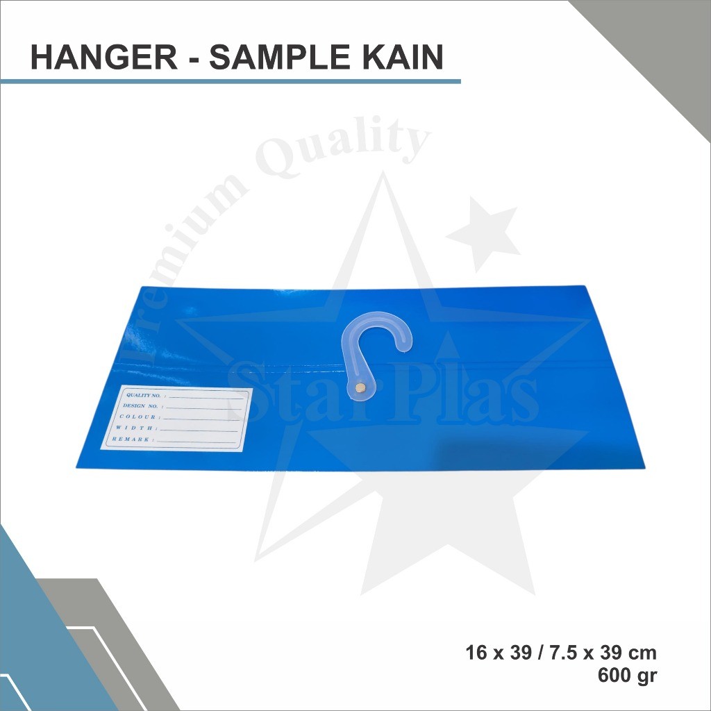 Hanger Sample Kain Biru Polos  - Hanger Sampel kain - Hanger Biru Tebal 16 x 39 cm