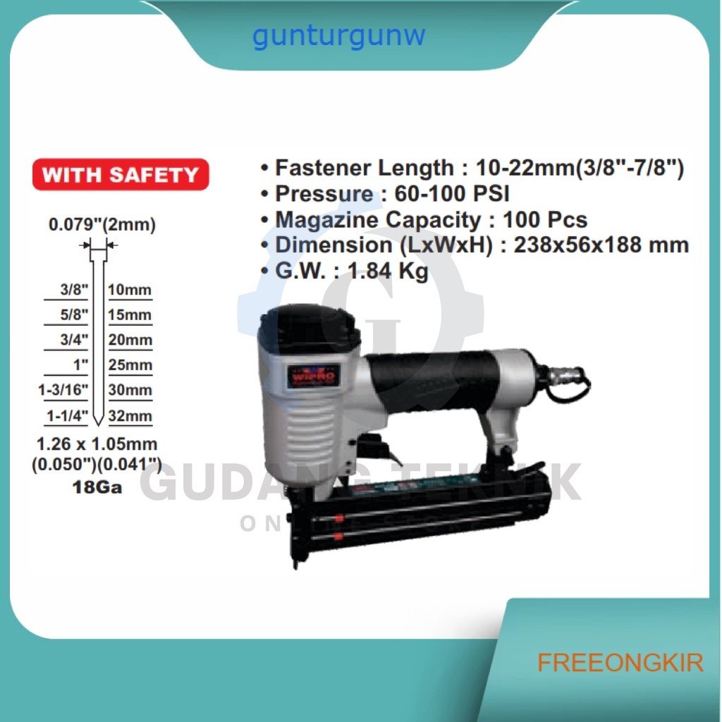 Air Nailer WIPRO F50 Paku Tembak Staples W/SAFETY WIPRO F-50 / Mesin Staples Paku Tembak Angin With 
