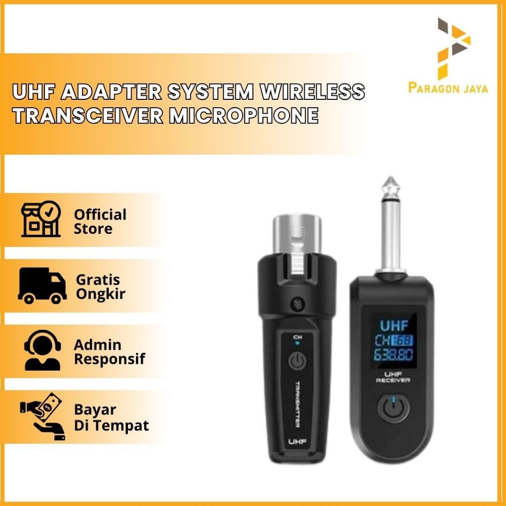 -TERBARU_ UHF Adapter System Wireless Transceiver Microphone Transmitter Receiver 1/2 MIC System for