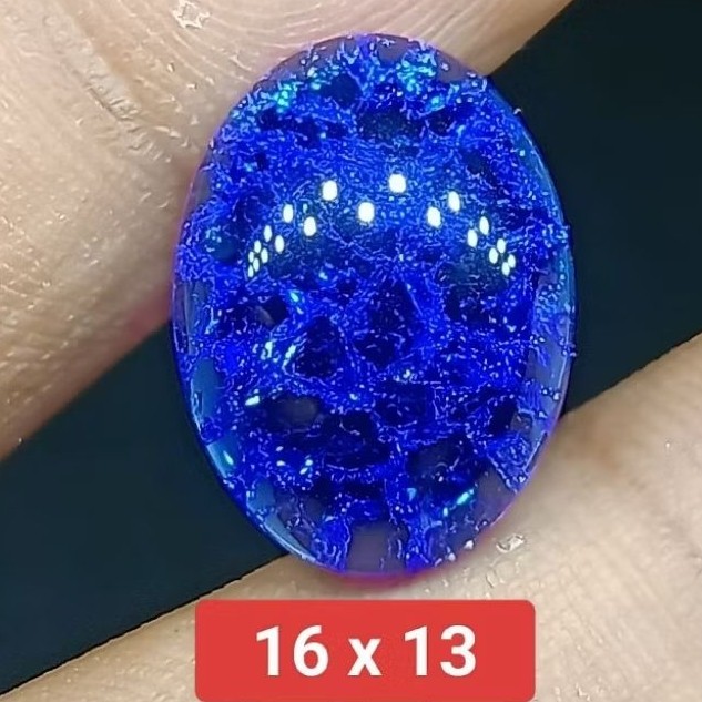 Batu Akik Biru King Safir , Serat Pecah Seribu 16 x 13
