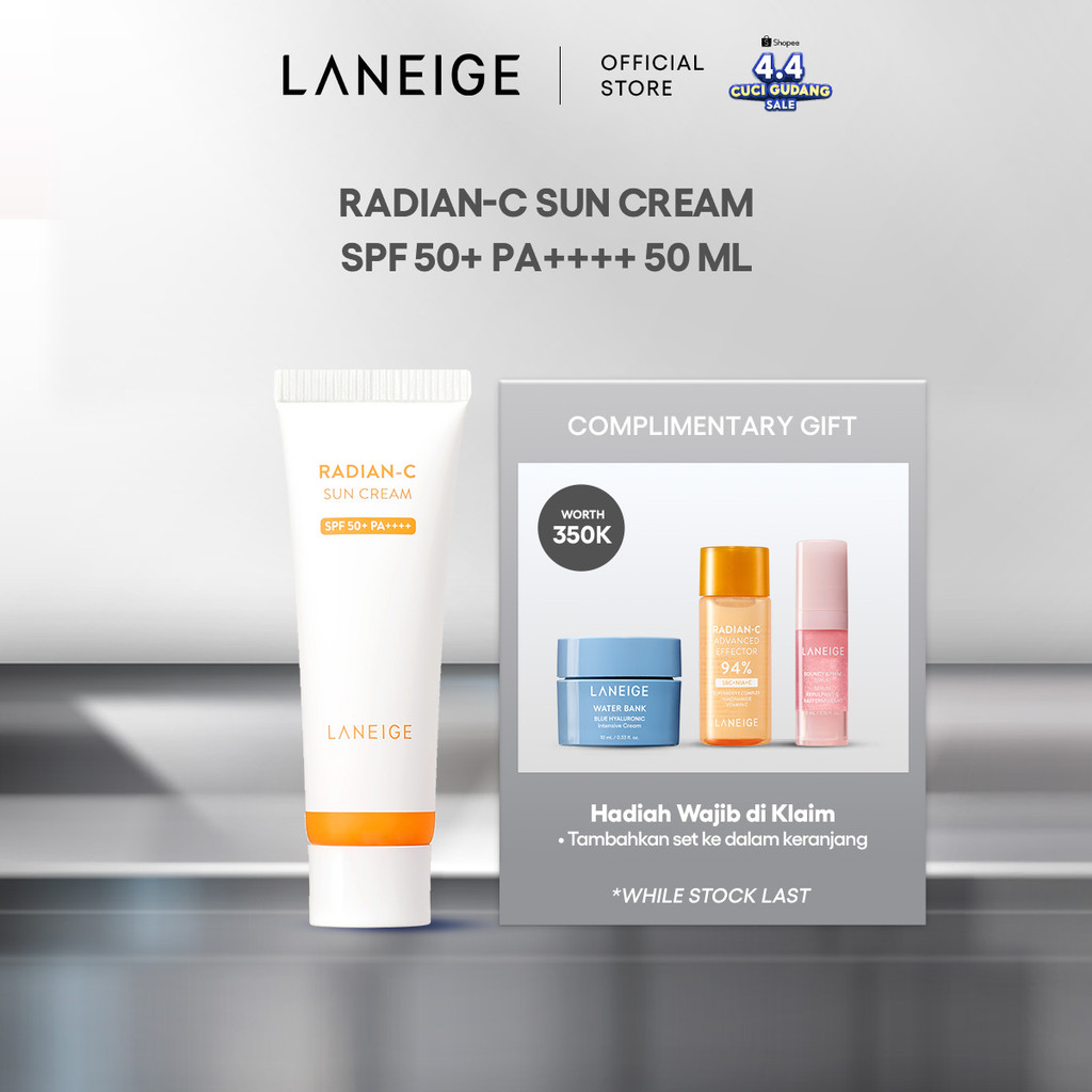 LANEIGE Radian-C Sun Cream SPF50 - Brightening Sunscreen, UV Protection Cream, Kulit Cerah Natural