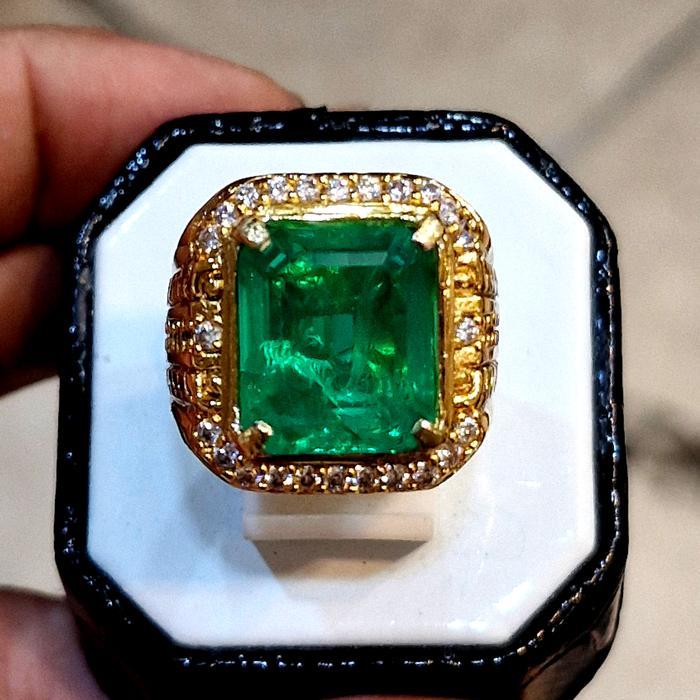 batu cincin permata zambrud doublet top quality - 7