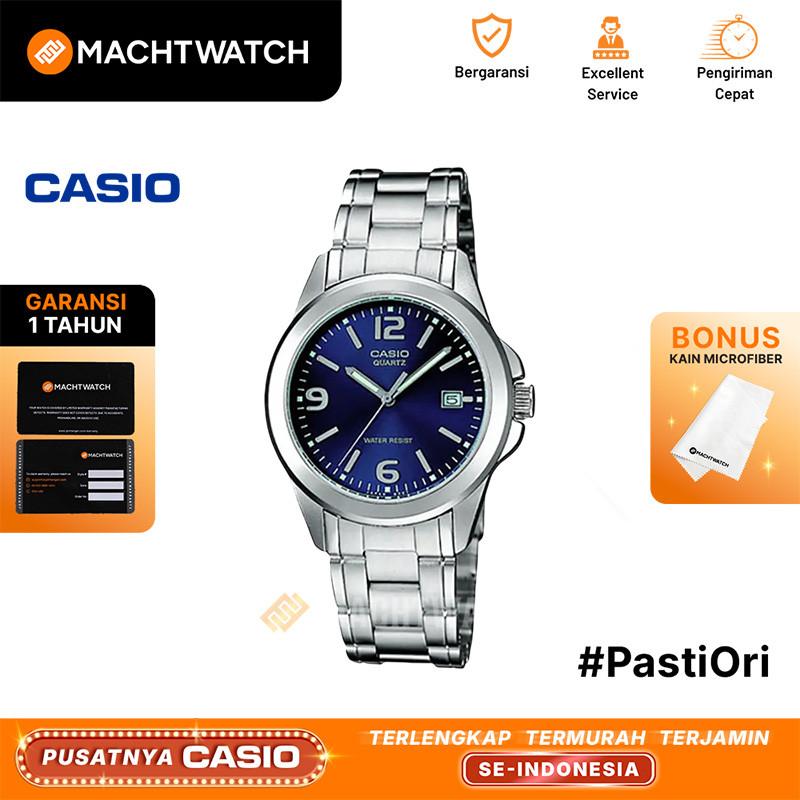 Jam Tangan Wanita Casio General LTP-1215A-2ADF LTP1215 LTP-1215A Enticer Ladies Blue Dial Stainless 