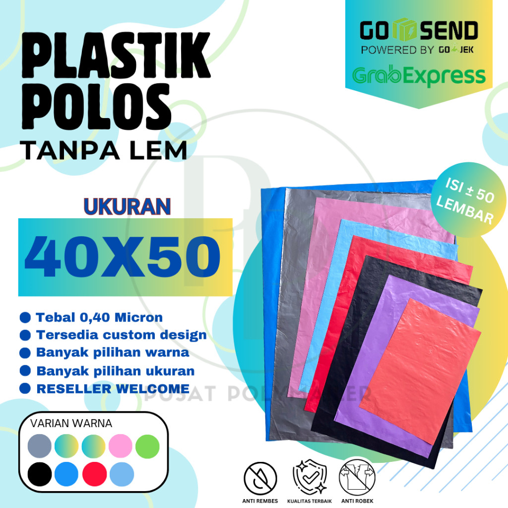 Kantong Plastik Polos 40x50 cm Tanpa Plong Isi 50 Lbr | Plastik Packing Olshop Tebal