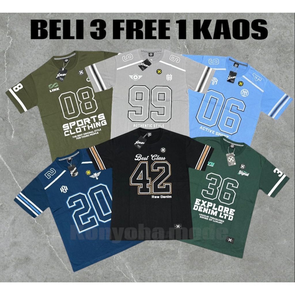 SYAZIAS [ FREE 1 KAOS ] PAKET HEMAT 3 PCS 100RB KAOS  DISTRO ANGKA  TERLARIS/ KAOS ANGKA PRIA WANITA