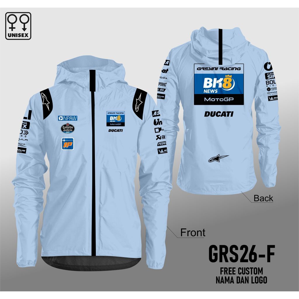 jaket waterproof crew motogp ducati gresini racing jaket anti air gresini 2026 GRS26-F