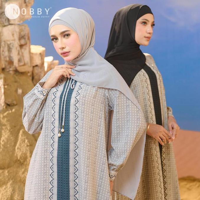 Nobby Draswari Dress Gamis Formal Muslim Wanita Bahan Woolpeach Ultimate Busui Friendly
