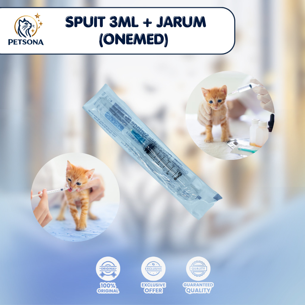 PS Onemed Spuit 3ml Kucing Spet Tanpa Jarum Suntik Syringe Suntikan Alat Minum Obat Vitamin Kitten