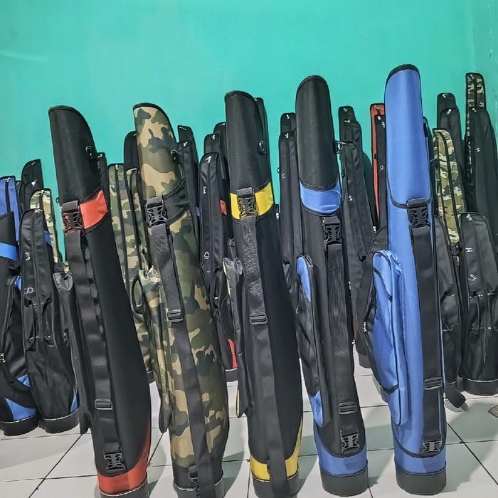 Promo Tas joran pancing hardcase premium fiber elastis mangkuk anti air 110 cm tas joran laut - army