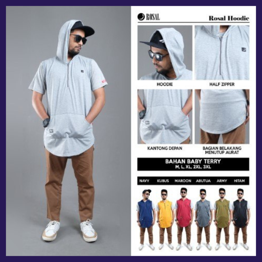 Rompi Sholat HOODIE M–XXXL | Bahan Baby Terry Tebal Lembut | Rompi Sholat Pria Muslim Pelapis Baju