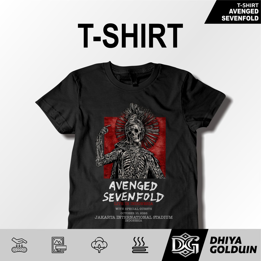 Avenged Sevenfold T Shirt Katun Combed Original – Kaos Metal Avenged Sevenfold Pria Wanita