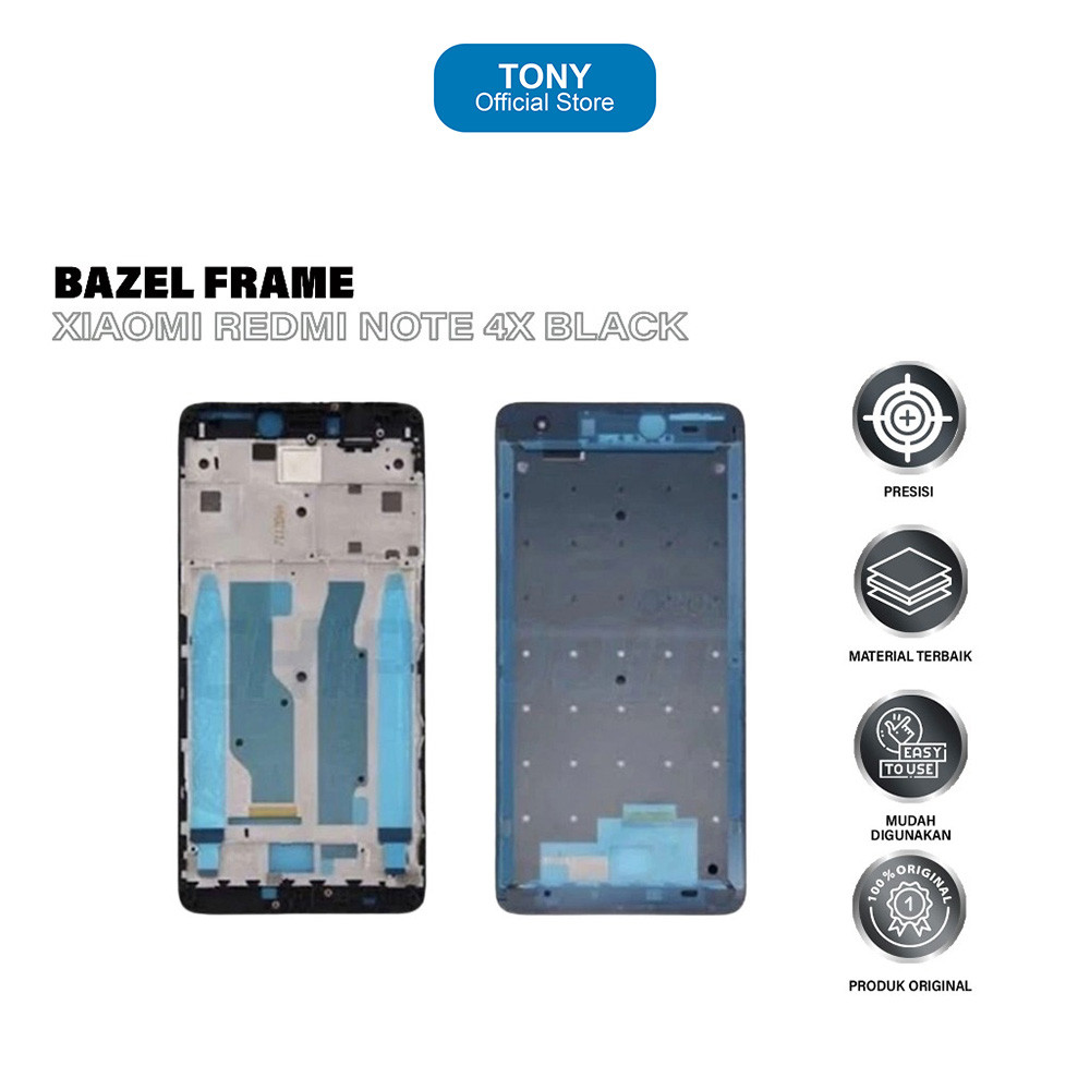 Bezel Xiaomi Redmi Note 4X - Black Middle Frame Housing - NOTE 4X BEZEL