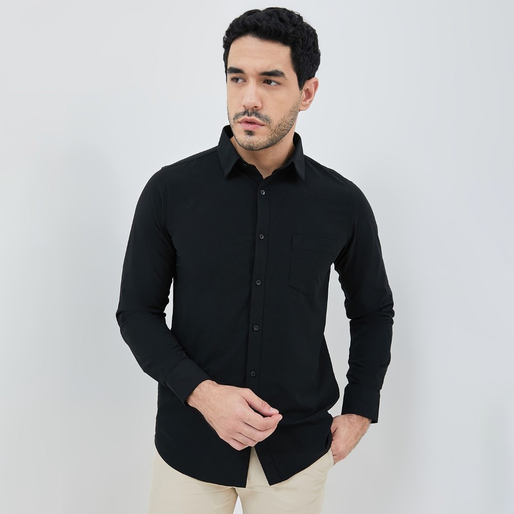Jobb Cloude Kemeja Pria Lengan Panjang Slim Fit Hitam
