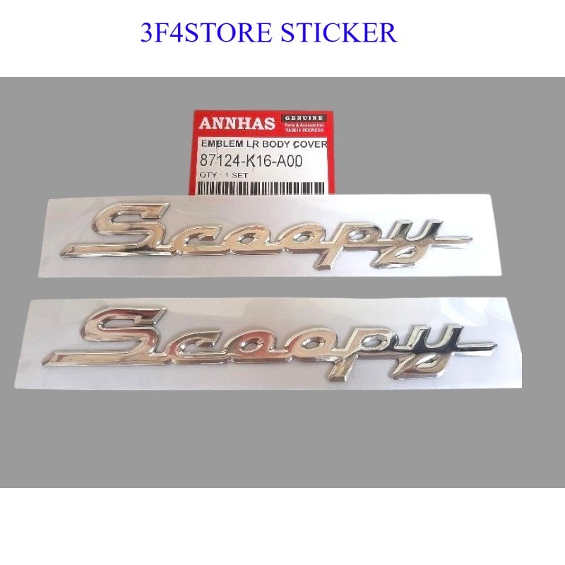 Logo Emblem Honda Scoopy  3D 2014-2016 sepasang kanan kiri timbul Original 3F4SHOP