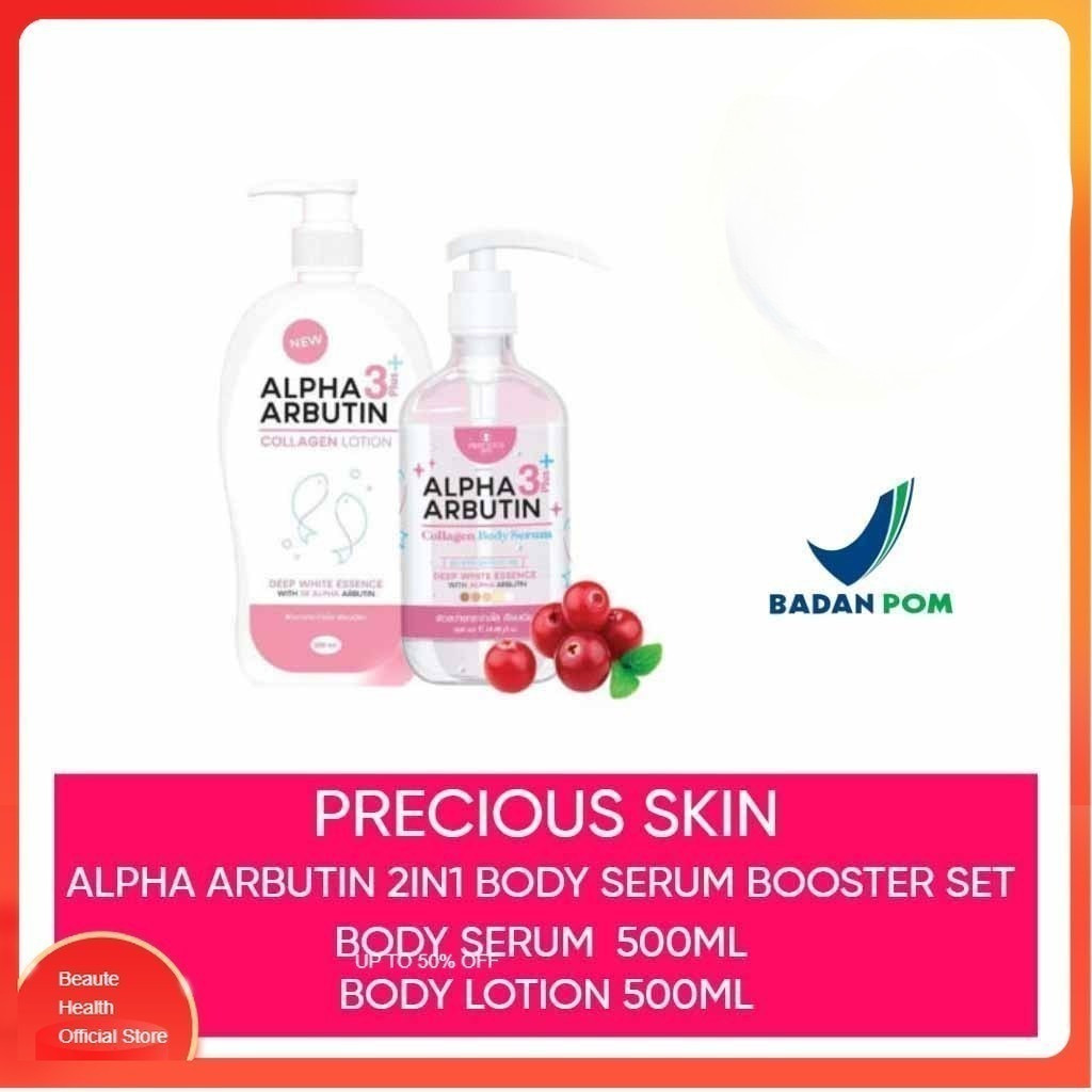 Alpha Arbutin 3+ Paket 2 In 1 Body Serum Booster Set / Precious Skin Thailand  / Body Lotion / Lotio