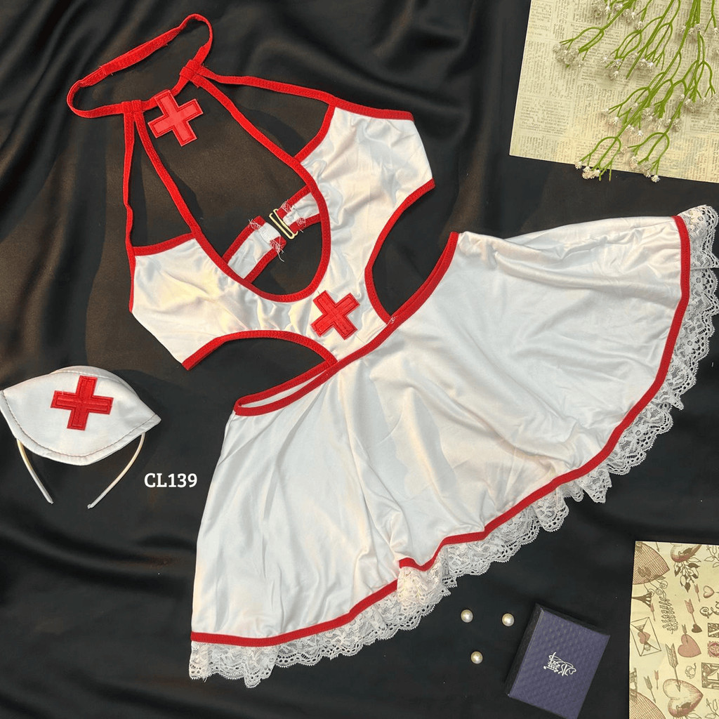 Seragam Perawat Premium Lingerie Costum Nurse Wanita CL139