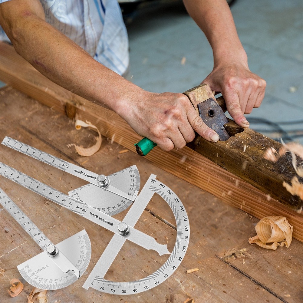 Penggaris Busur Derajat 180 Derajat Stainless Degree Protractor Pengukur Sudut Penggaris Busur Alat
