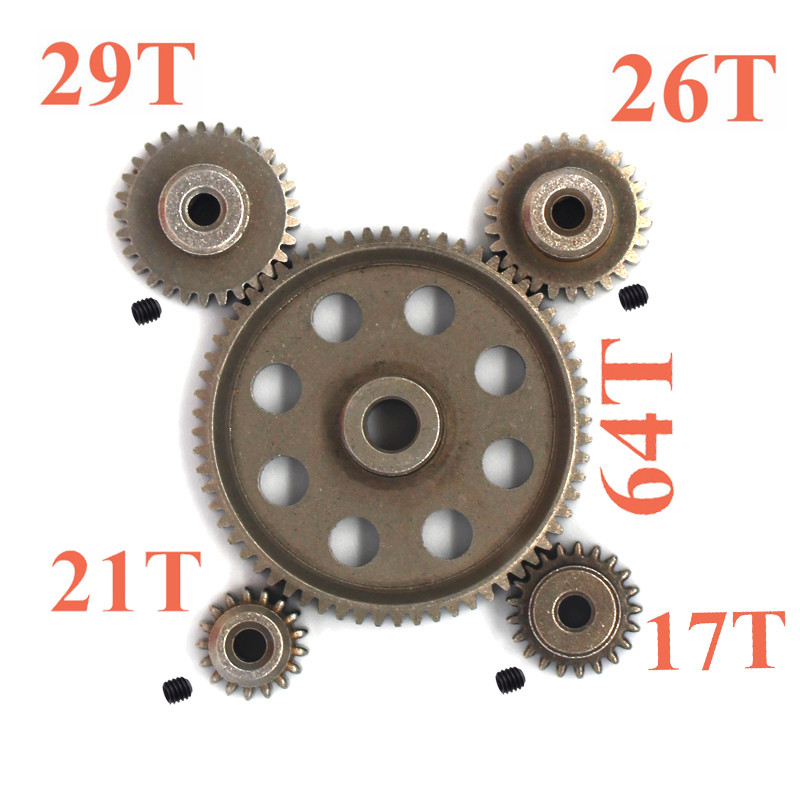 HSP 11184 Metallo Acciaio Spur ff fferenziale Main Gear 64T Motor Pinion gears 17T 21T 26T 29T  For 
