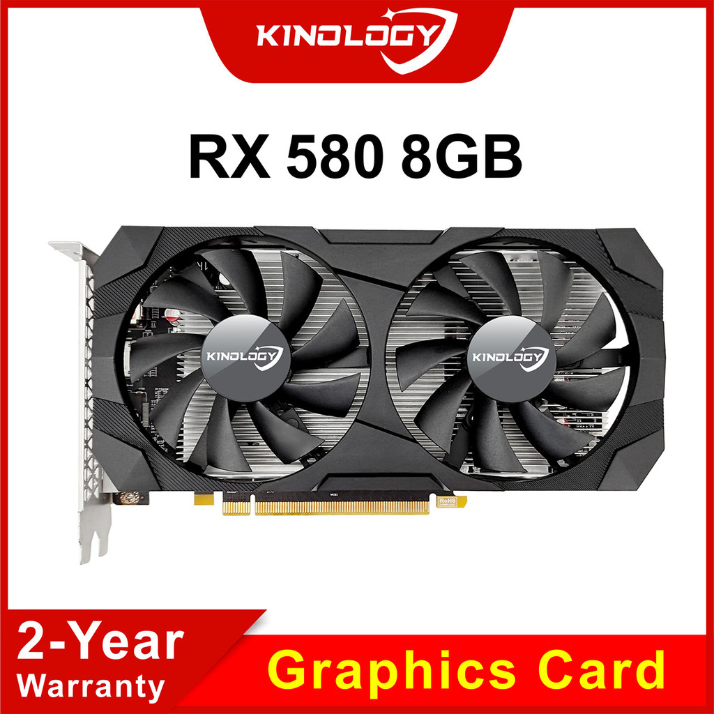 Kinology Video Card RX 580 8G 256Bit 2048SP GDDR5 AMD Graphics Cards Gamer RX580 Radeon 8GB Mining G