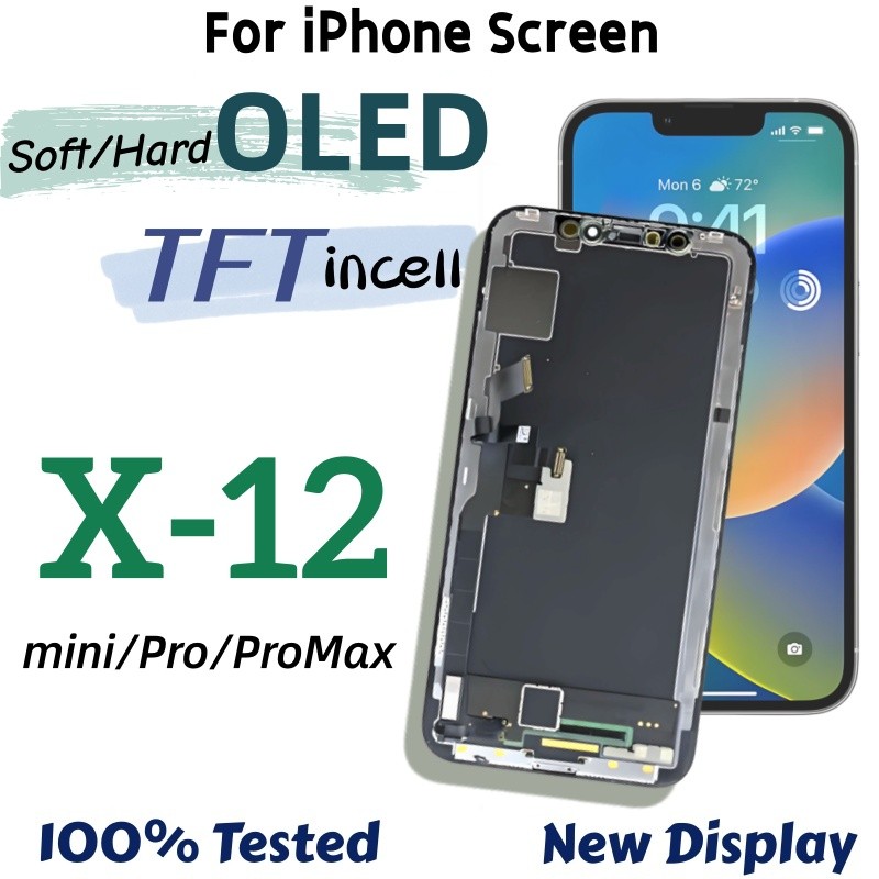 NEW Screen Soft/Hard OLED For iPhone 11 12 Pro Max 12 mini splay Support True Tone 3D Tou TFT incell