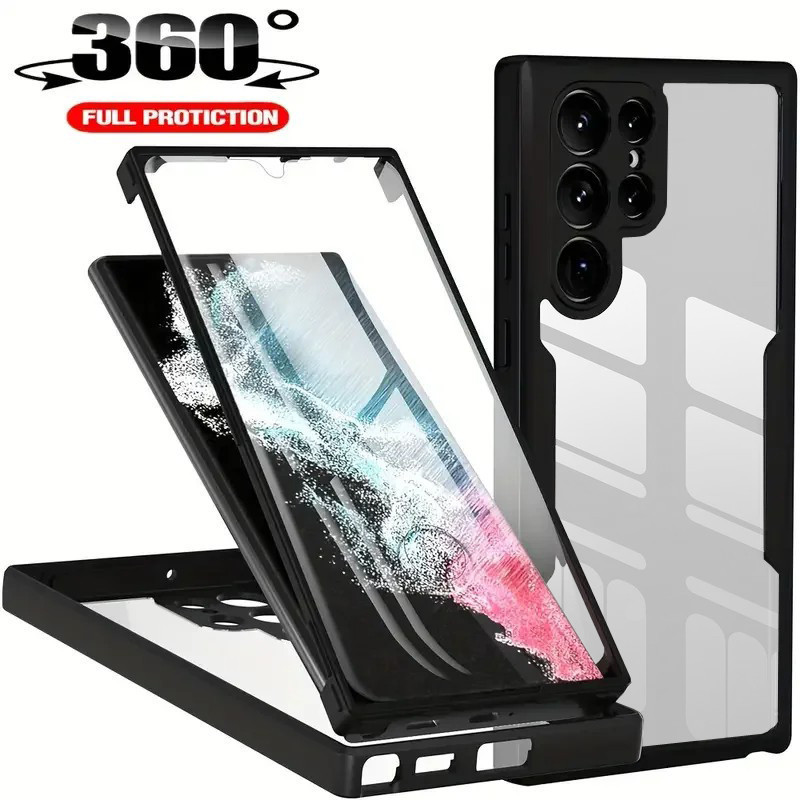 Casing Pelindung Transparan Anti Guncangan 360 Derajat Untuk S25 Ultra S24 Ultra S23 Ultra S22 Ultra