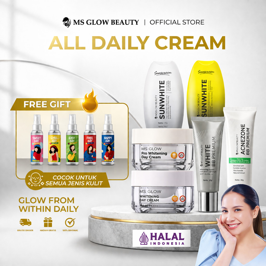 MS GLOW DAY CREAM - NIGHT CREAM - SUNWHITE - BB CREAM KRIM SIANG MALAM SUNSCREEN ORIGINAL