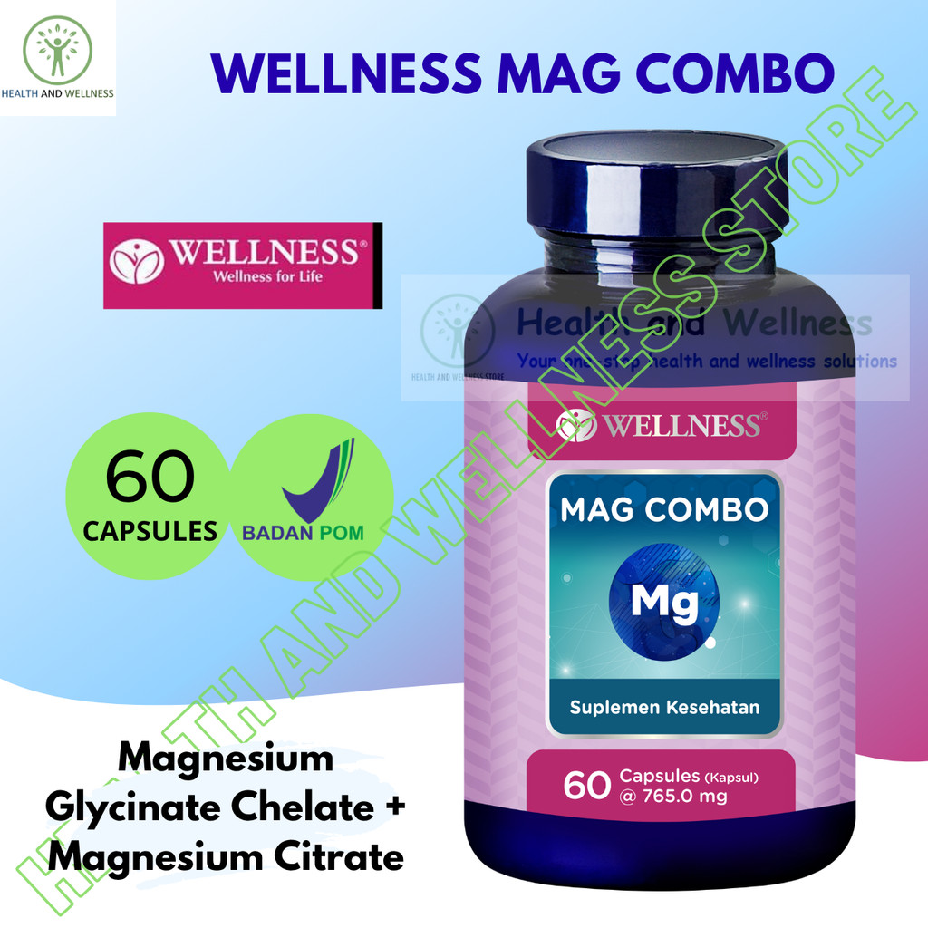 Wellness Mag Combo 60 Capsules Magnesium Glycinate dan Magnesium Citrate