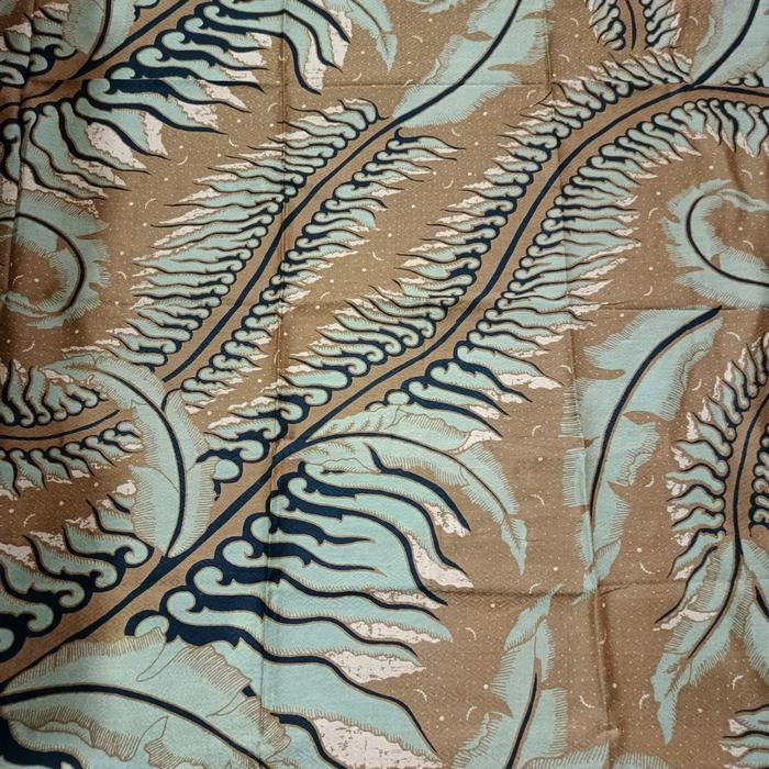 Kain batik dobby motif abstrak warna tosca coklat