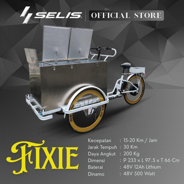PROMO BIG SALE SELIS - Gerobak Listrik Jual Minuman Pujasera Fixie - Sepeda Tanpa Box