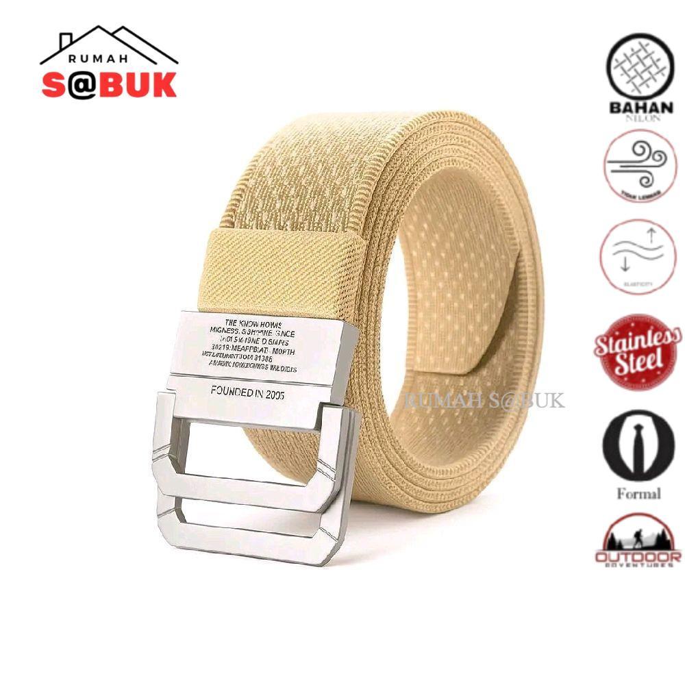 IKAT PINGGANG TACTICAL PRIA NYLON CANVAS SABUK PRIA NYLON Kulit Biru Hijau Hitam Belt Gesper Besi Ri