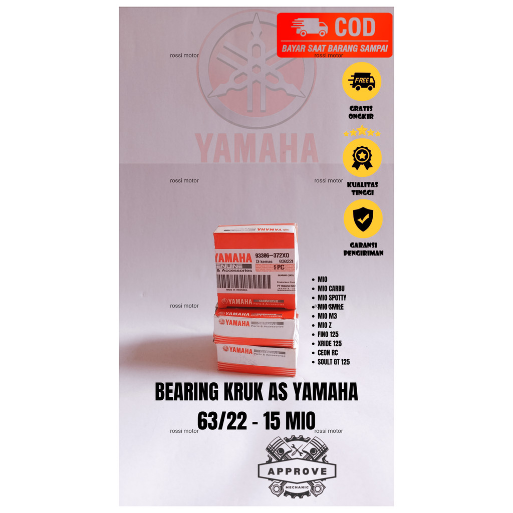 BEARING LAHER 63/22 - 15 MIO / FINO / SOUL GT / XRIDE | SPAREPART ORIGINAL MOTOR  SUKU CADANG SEPEDA
