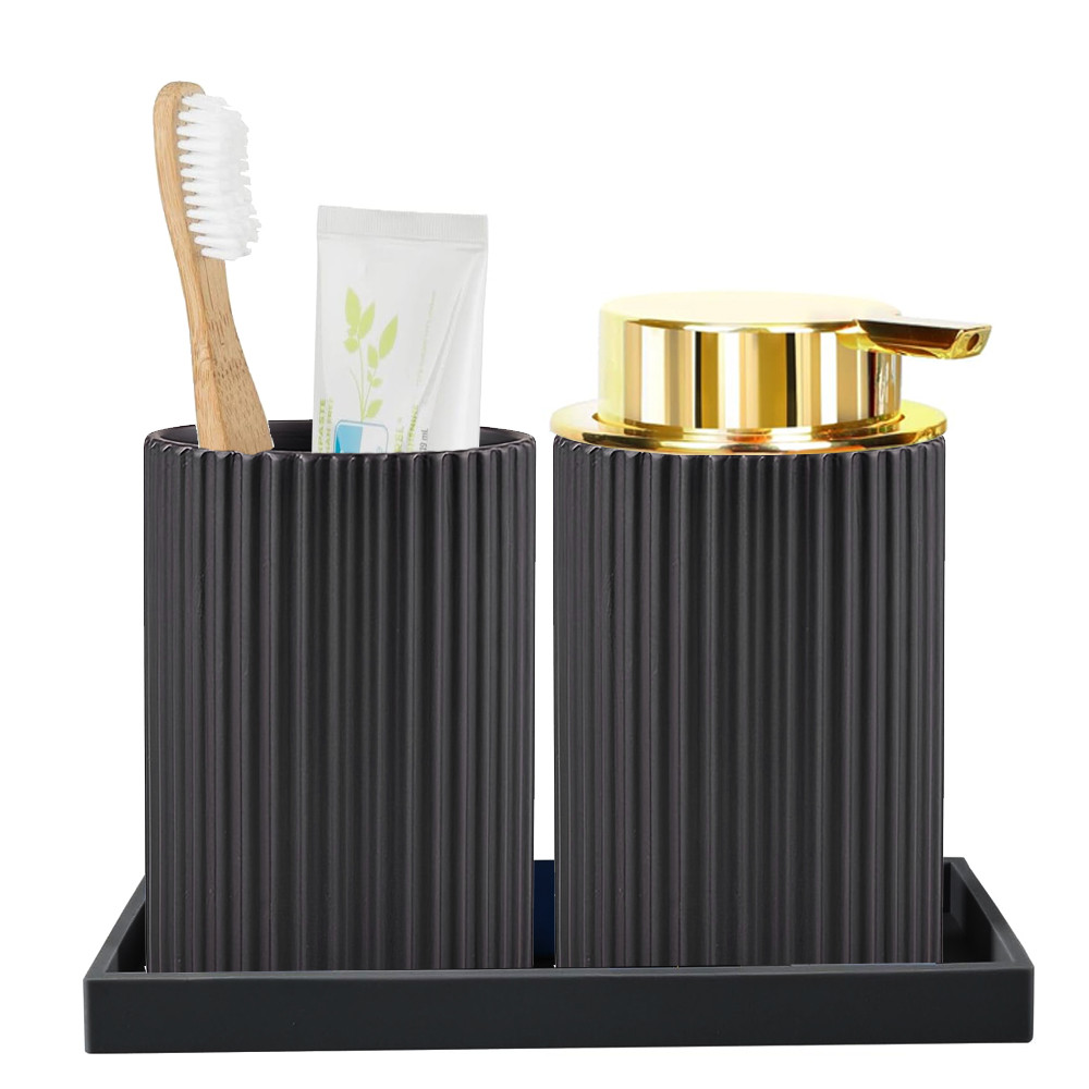 Hand Foaming Bottle with Toothbrush Cup Silicone Tray Bathroom Countertop Hand Washing Foaming spens