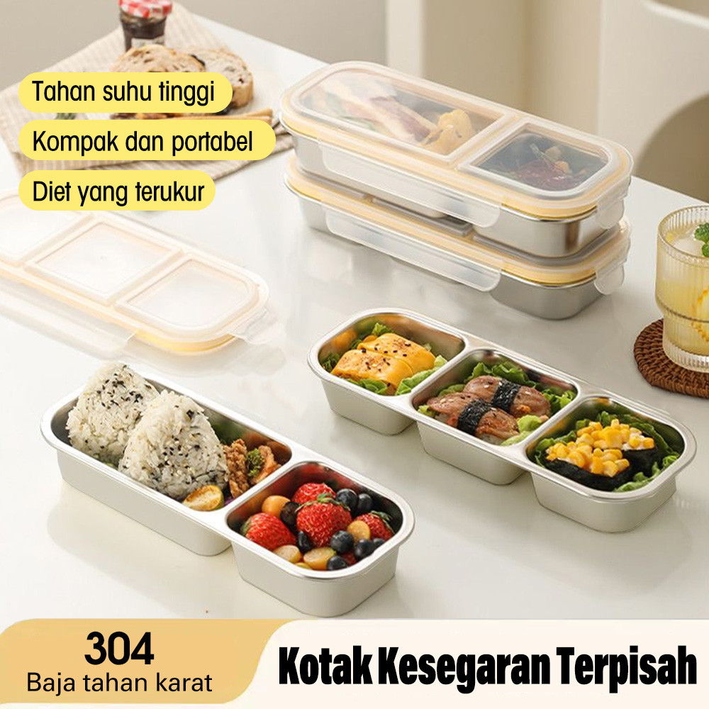Makan Bekal Kedap Kotak Makan 304 Anti Tumpah Lunch Box Panjang Kotak