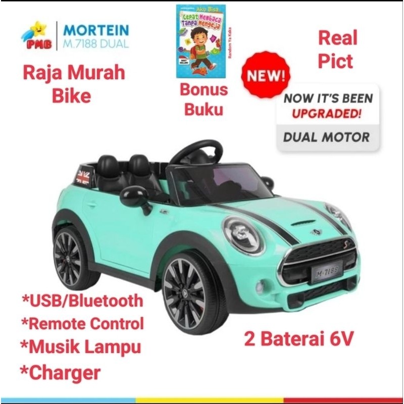 Termurah Mobilan Aki Mini Cooper PMB M-7188 Dual Motor Mobil Aki Anak Mini CooperM7188