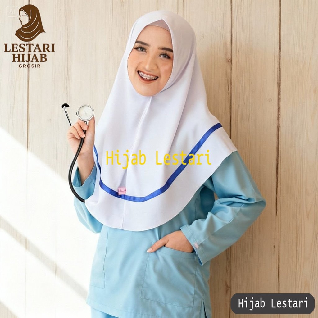 Hijab Perawat Bidan Putih Bersih Bahan Jersey - Jilbab Medis Instan Kualitas Butik Murah