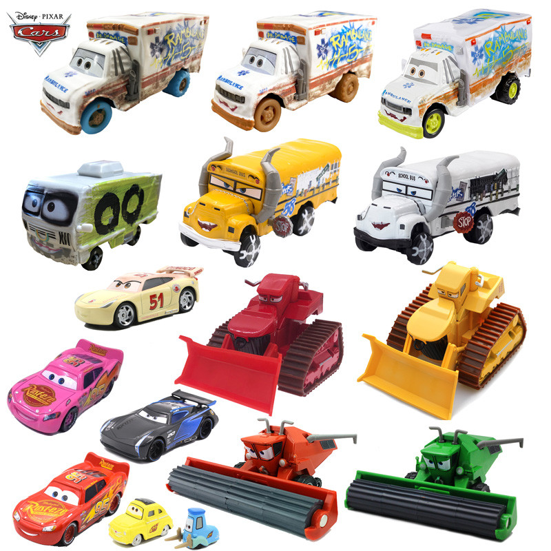 1:55 sney Pixar Cars Metal ecast Car Toy Lightning McQueen Dr. Damage Arvy Miss Fritter Matador Bull
