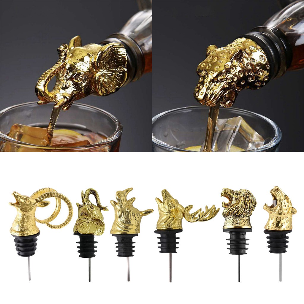 Zinc Alloy Wine Aerators Pourer Wine Stopper Bottle Pourer Home Kiten Accs Lion Elephant Antelope Rh