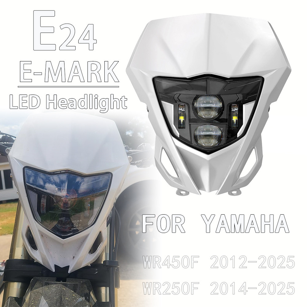 E24 LED Headlight Headlamp For Yamaha WR450F WR250F WR 450 250 F 2014-2024 2025 Motorcycle Head Ligh