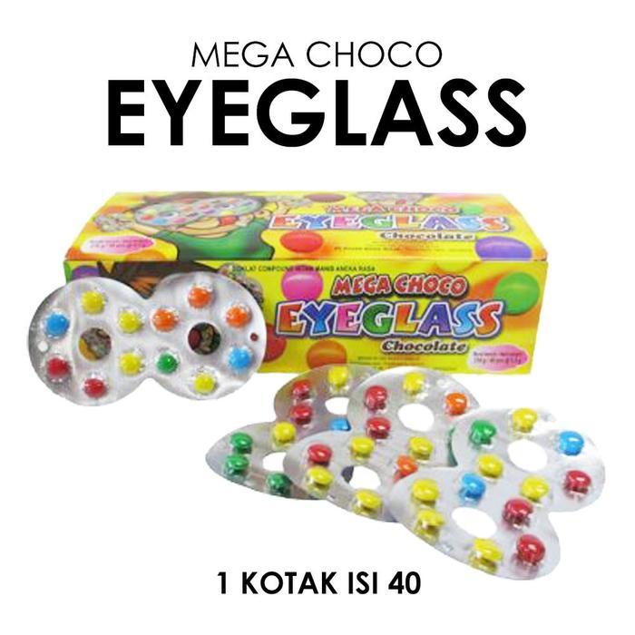Mega Choco Eyeglass Permen Coklat Kacamata Jadul isi 40 - BENTUK BULAT, PERMEN KACAMATA @40