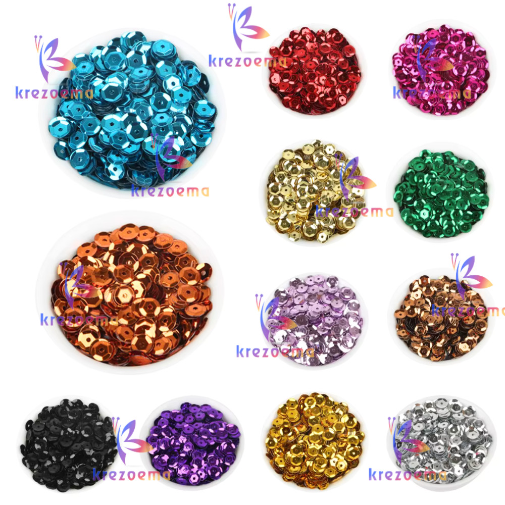Payet bulat  Manik payet piring 6mm  Payet gepeng per-10gram berbagai macam warna