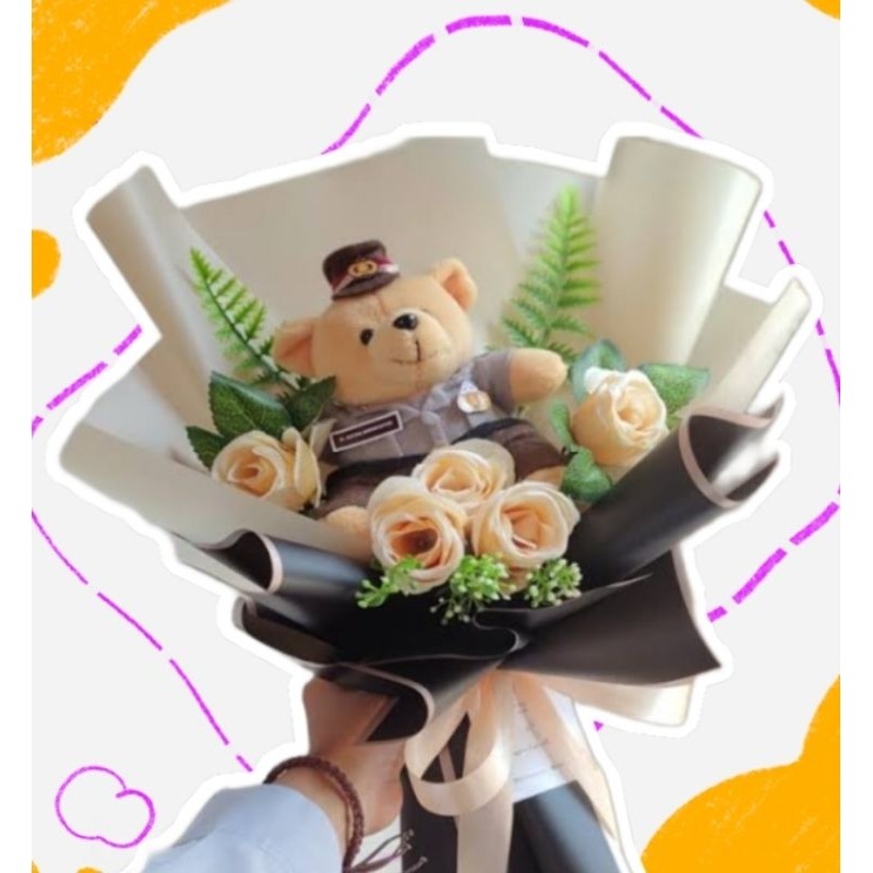 buket boneka profesi (polisi,TNI,dokter)