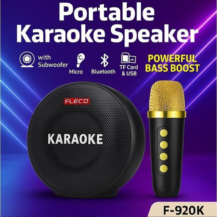 BISA COD COD Speaker Bluetooth Mic Wireless Karaoke Super Bass Fleco F920K / Fleco F 920K / F 920 + 