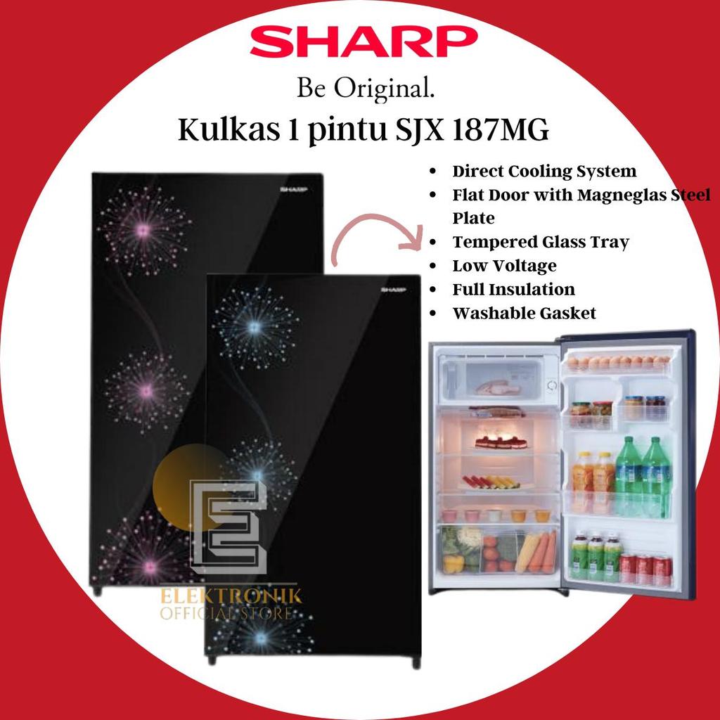 Sharp kulkas 1 pintu SJX 187MGDB/SJX187MGDP Kulkas sharp SJ 187MG Shine Magneglass