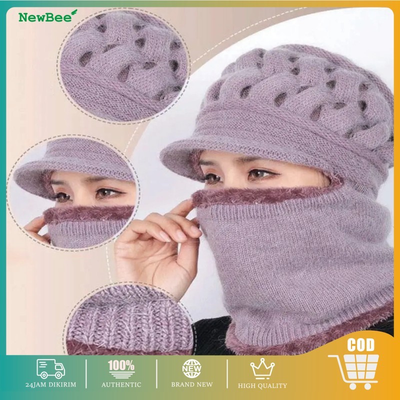 Topi Kupluk Rajut Masker Penghangat Leher Penutup Telinga Musim Dingin Import Unisex Winter Hat And 