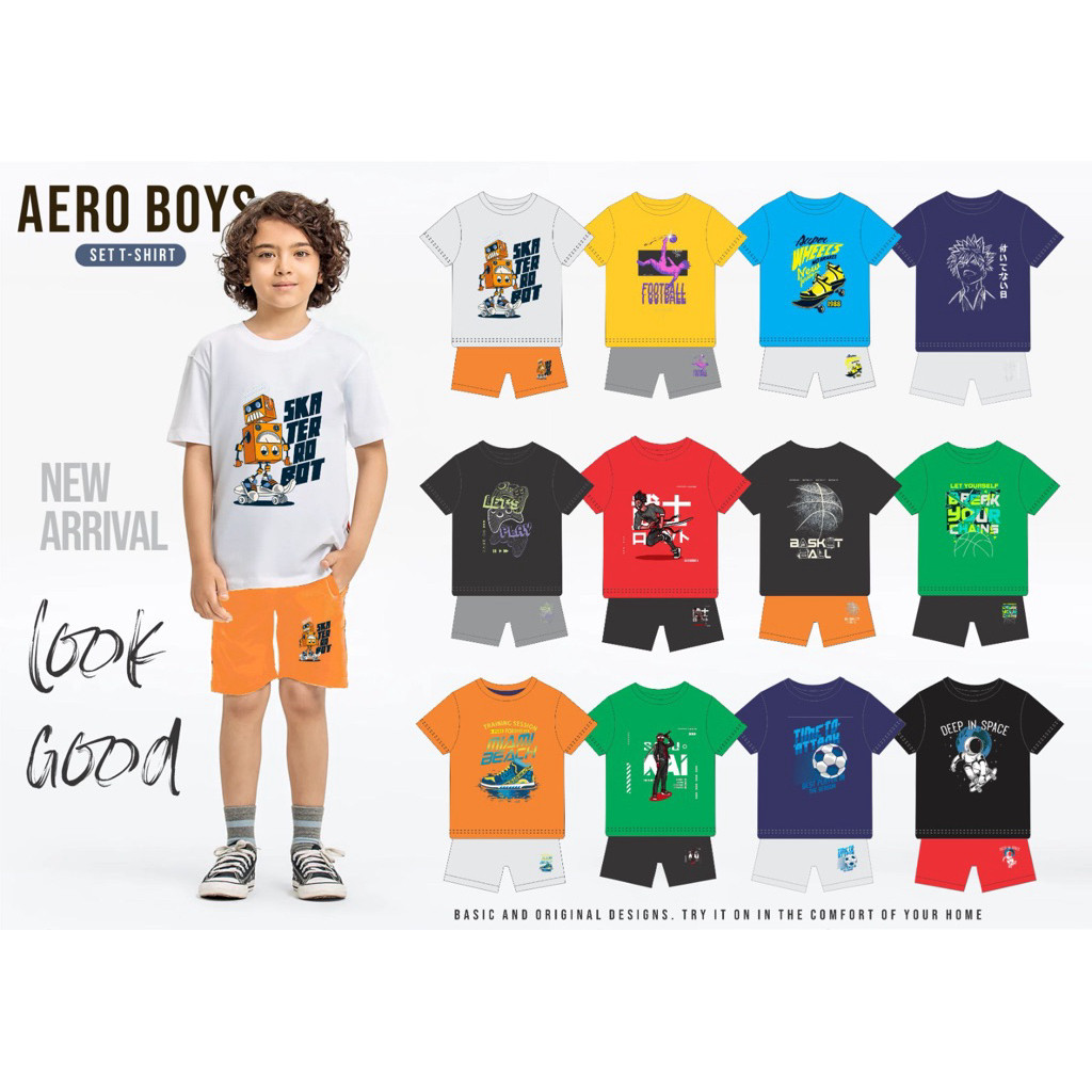 Baju Setelan Kaos Anak Laki Laki Aero Set Anak