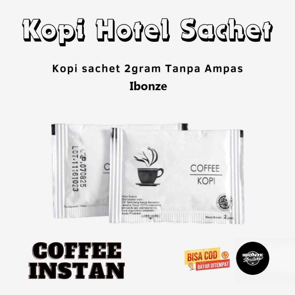 Kopi Hitam Sachet Hotel Tanpa Ampas – 100% Kopi Asli Tanpa Gula (3gr)